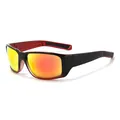 Sportliche Radsport-Sonnenbrille mit schwarz-rotem Rahmen und orange verspiegelten Gläsern - Schwarz Roter Rahmen Rot(C9)