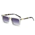 Square transparent sunglasses with purple gradient lenses and marble pattern temples - Transparent Frame Purple Gradient Lens (C6)