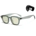 Gafas de sol cuadradas gris mate con bisagras reforzadas y marca CE en las patillas - Marco Verde Mate Lentes Verde Claro