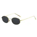 Retro punk style oval sunglasses with a sleek gold metal frame and dark grey lenses - Gold Frame Grey Lens