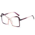 Occhiali da sole oversize quadrati con montatura in resina sfumata viola e trasparente - Lente Piana / Montatura Viola Rosa Lenti Trasparenti