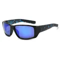 Gafas de sol deportivas de ciclismo con montura negra, patrón de rayo azul y lentes azul - Patrón de Red Azul(C4)