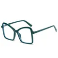 Occhiali da sole retrò oversize verde scuro con montatura lucida di alta qualità - Lente Piana / Montatura Verde Scuro Lenti Trasparenti