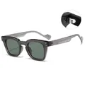 Square translucent grey sunglasses with dark green lenses and metal hinge details - Transparent Gray Frame G15 Lens
