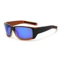 Sport-Radbrille mit blau verspiegelten Gläsern und schwarz-orangefarbenem Rahmen - Schwarz Oranger Rahmen Blau(C12)
