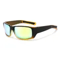 Outdoor-Radbrille mit schwarz-bernsteinfarbenem Rahmen und grün verspiegelten Gläsern - Schwarz Teebrauner Rahmen Lila(C13)