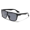 Gafas de sol deportivas de gran tamaño en negro con lentes grises para hombres y mujeres - Negro Brillante/Lente Gris