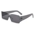 Moderne oversized randloze zonnebril uit één stuk in doorschijnend grijszwart voor dames - Zwart Frame Grijze Lenzen