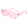 Trendy roze transparante oversized schild zonnebril in futuristische Y2K-stijl - Roze Frame / Roze Lenzen