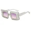 Oversized square sunglasses in translucent ice white with gradient purple lenses - Grey Frame Purple Pink Lens