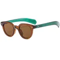 Vintage oval sunglasses featuring tortoiseshell frame and teal green translucent arms - Transparent Tea / Tea Lens