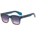 Quadratische Sonnenbrille mit blauem Farbverlauf, Tortoise-Finish und Sternnieten - Blau Tortoise
