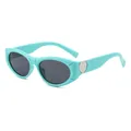 Occhiali da sole cat-eye celeste con dettagli a cuore argento e lenti grigio scuro - Montatura Blu Lenti Grigie