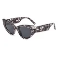 Cat-Eye Sonnenbrille für Damen mit schwarz-weißem Marmorrahmen und grauen Gläsern - Gray Marble Black Lens