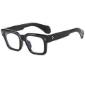 Retro quadratische Brille in Schwarz mit Metallnieten und Blaulichtfilter-Gläsern - Schwarzer Rahmen Anti-Blaulicht