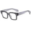 Vintage Oversize-Quadrat-Sonnenbrille in Transparent-Grau mit Nietendetails - Transparent Grau Rahmen Blaulichtfilter