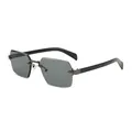 Retro randloze vierkante zonnebril met donkergrijze glazen en een gunmetal brug - Gunmetal Frame Donkergroene Lens