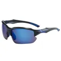 Polarized outdoor sports sunglasses with black half-frame and blue mirrored lenses - Black Blue Frame With Blue Polarized Lens (C2)