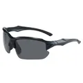 Polarized sports sunglasses with black streamlined frame and dark gray semi-rimless lenses - Black Frame With Gray Polarized Lens (C1)