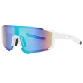 Sport cycling sunglasses featuring a white frame with vibrant colorful mirror lenses - Colorful Mirror White Frame(C6)