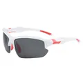 Polarisierte Outdoor Sportsonnenbrille mit weißem Rahmen und roten rutschfesten Nasenpads - Weiß Roter Rahmen Mit Grauen PC Gläsern (C15)