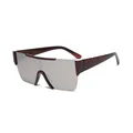 Unisex rimless shield sunglasses with brown frame and mirror lenses for cycling - Brown Frame Silver Mirror