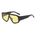 Futuristische oversized zonnebril met zwart mat montuur en gele transparante lenzen - Zwart Frame Gele Lenzen (C2)
