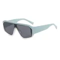 Lunettes de soleil futuristes à dessus plat avec monture bleu clair et verres gris foncé - Monture Bleue Verre Gris (C6)