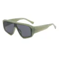 Lunettes de soleil futuristes vert sauge surdimensionnées avec verres gris foncé - Monture Verte Verres Gris(C7)