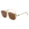 Lunettes de soleil aviateur champagne avec monture métal et verres bruns pour look tendance - Monture Thé Transparente Verres Thé