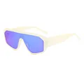 Lunettes de soleil futuristes avec monture crème et verres polarisés bleu-violet - Monture Crème Verres Bleu Violet (C8)