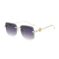 Gafas de sol sin montura degradado púrpura con varillas de serpiente de metal dorado - Marco Dorado Lentes Grises Degradadas