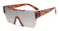 Frameless oversized sunglasses with leopard print temples and silver mirror lens - Tortoiseshell Frame Silver Mirror