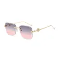 Gafas de sol vintage sin montura con lentes degradadas y patillas de serpiente - Marco Dorado Lentes Gris Rosa