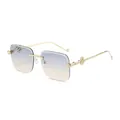 Lunettes soleil sans monture avec branche serpent dorée et verres dégradés bleu-jaune - Monture Dorée Verres Gris Brun