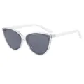Modern cat-eye sunglasses with transparent frame and dark gray UV-protective lenses - Transparent Frame Grey Lens