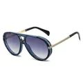 Vintage pilot sunglasses with blue marble frames and purple gradient lenses - Blue Stripe Frame Gradient Gray Lens
