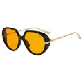 Lunettes de soleil à monture noire, verres orange et branches en métal doré chic - Monture Noir Brillant Verre Orange