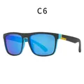 Polarized sports sunglasses with matte black and blue frames for men and women - Black Blue Contrast Ice Blue Mirror Lens (C6)
