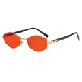 Polygonal gold metal sunglasses with red lenses for a trendy geometric vintage look - Gold Frame Red Lenses