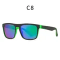 Polarized sports sunglasses with black and green frame and rainbow lenses, C8 style - Black Green Contrast Green Purple Mirror Lens (C8)