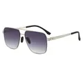 Lunettes de soleil aviateur carrées argentées avec double pont et verres dégradés violets - Monture Argentée Gris Dégradé