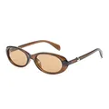 Oval brown translucent sunglasses for women featuring stylish silver bead temple accents - Dark Tea Frame Light Tea Lenses