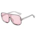 Oversized grey transparent sunglasses with light pink lenses and metal dot details - Transparent Grey Frame Pink Lens