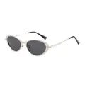 Retro oval metal sunglasses with gold frame and dark lenses for men and women - Silver Frame Grey Lens