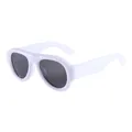 Modische weiße Sonnenbrille mit dickem Rahmen, Goldnieten und dunklen Gläsern - Weißer Rahmen Graue Gläser