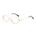 Lunettes de soleil œil-de-chat en métal doré pour hommes et femmes avec protection UV - Monture Dorée Verres Blancs