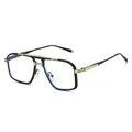 Gafas de sol cuadradas para hombre con montura de metal negro y dorado y protección UV - C8 Marco Negro Dorado Lentes Trasparentes