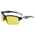Polarisierte Sportsonnenbrille mit schwarzem Gestell und gelben Bügelenden-Details - Schwarz Gelber Rahmen Mit Gelben Polarisierten Nachtsichtgläsern (C10)