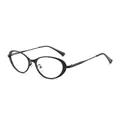 Lunettes de soleil ovales en métal noir avec verres transparents au style vintage - Monture Noire Verres Transparents